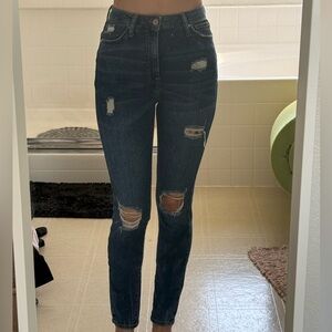 Forever 21 Dark Blue Distressed Skinny Jeans
